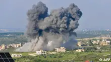 Smoke billows from the site of an Israeli airstrike on the southern Lebanese village of Majdel Zoun, on April 15, 2024, amid ongoing cross-border tensions as fighting continues between Israel and Palestinian Hamas militants in the Gaza Strip. (Photo by AFP)