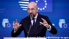 European Council President Charles Michel attends a press conference on the report on the future of the single market ahead of a European Council summit at the EU headquarters in Brussels on April 17, 2024. (Photo by Kenzo TRIBOUILLARD / AFP) (Photo by KENZO TRIBOUILLARD/AFP via Getty Images)
