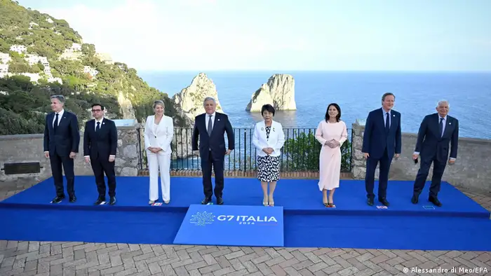 G7外长（在意大利卡普里岛）呼吁中国停止向俄罗斯提供军工物资。