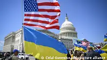 20/04/2024**WASHINGTON DC, UNITED STATES - APRIL 20: Supporters of Ukraine celebrate after House of Representatives passed bills, including aid to Ukraine and Israel, on Capitol Hill in Washington DC, United States on April 20, 2024. Celal Gunes / Anadolu
