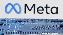 FILE PHOTO: Meta logo is seen near computer motherboard in this illustration taken January 8, 2024. REUTERS/Dado Ruvic/Illustration/File Photo