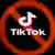 TikTok logosunun üzerinde yasak sembolü