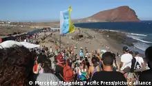 Dozens of people, not less than a thousand according to the organizers, have protested this Saturday against the construction of a hotel next to the Tenerife beach of La Tejita in the municipality of Granadilla, and have demanded the paralysis of the works. (Photo by Mercedes Menendez/Pacific Press)