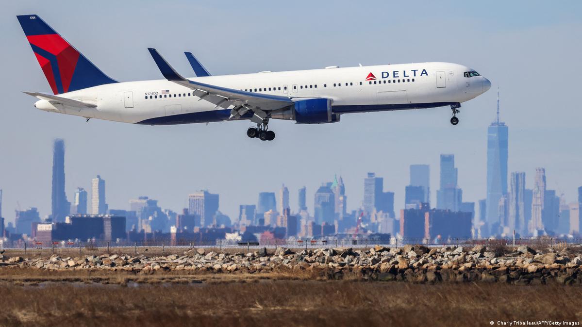 A Boeing 767 passenger aircraft of Delta airlines arrives at JFK International Airport in New York