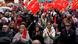 Sanchez supporters pictured with Socialist Party flags at party headquarters in Madrid Sanchez supporters pictured with Socialist Party flags at party headquarters in Madrid