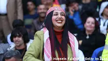 19/01/2023 *** Iraqi TikTok celebrity Om Fahed is pictured at the Basra International Stadium during a match of the Arabian Gulf Cup football tournament on January 19, 2023. - Dancing to Iraqi pop made TikTok personality Om Fahad a hit among tens of thousands of followers, but now she is in prison, caught up in a state campaign targeting decadent content. The young Iraqi woman using that pseudonym was sentenced early this month to half a year behind bars for the light-hearted video clips that show her in tight-fitting clothes. (Photo by Hussein FALEH / AFP) (Photo by HUSSEIN FALEH/AFP via Getty Images)