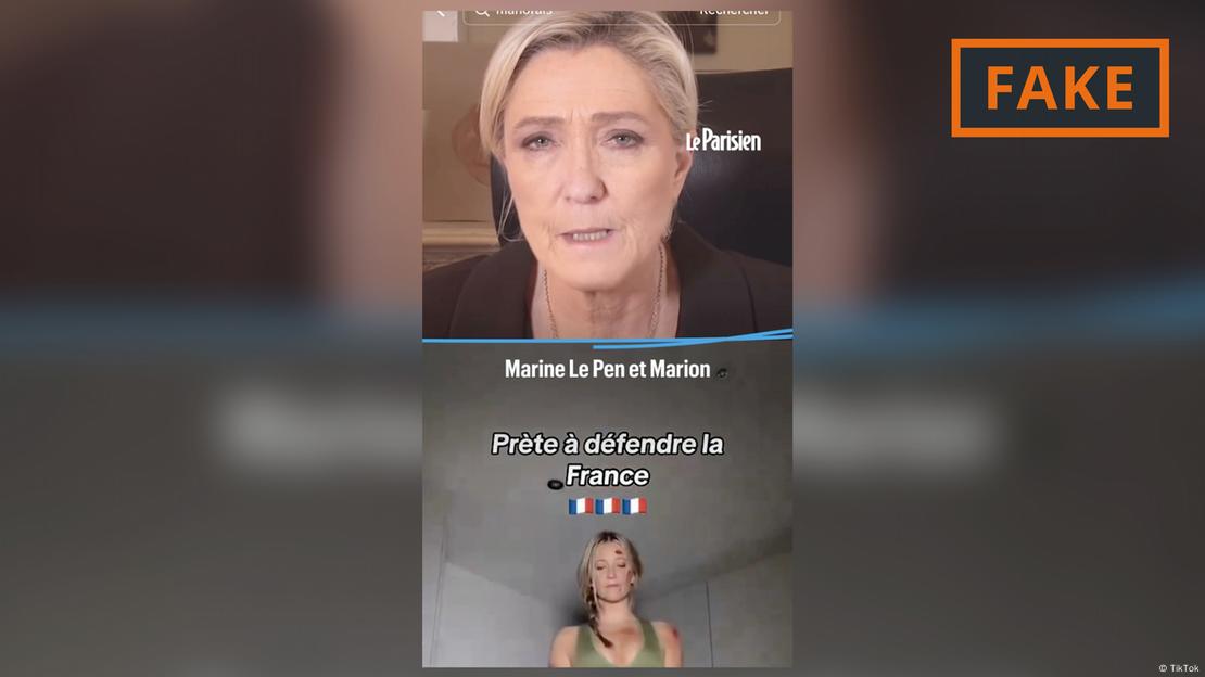 Aşırı sağcı siyasetçi Marine Le Pen ve yapay zeka yoluyla yaratılan sahte yeğeni 