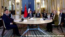 法国总统马克龙、欧委会主席冯德莱恩5月6日与到访巴黎的习近平举行会谈
