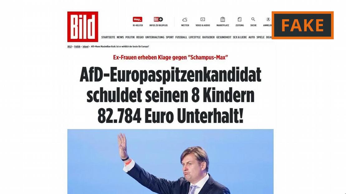 AfD'nin Avrupa adayı Krah hakkında Bild gazetesi taklit edilerek yayımlanan bu haber sahte