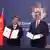 मंच पर चीनी राष्ट्रपति शी जिनपिंग के साथ मौजूद सर्बिया के राष्ट्रपति आलेक्सांद्र वुचिच