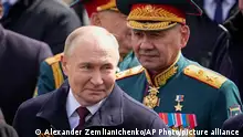 09/05/2024**FILE - Russian President Vladimir Putin, left, and Russian Defense Minister Sergei Shoigu leave Red Square after the Victory Day military parade in Moscow, Russia, Thursday, May 9, 2024, marking the 79th anniversary of the end of World War II. Russian President Vladimir Putin has proposed removing Defense Minister Sergei Shoigu from his post. Putin nominated First Deputy Prime Minister Andrey Belousov for the role. (AP Photo/Alexander Zemlianichenko, File)