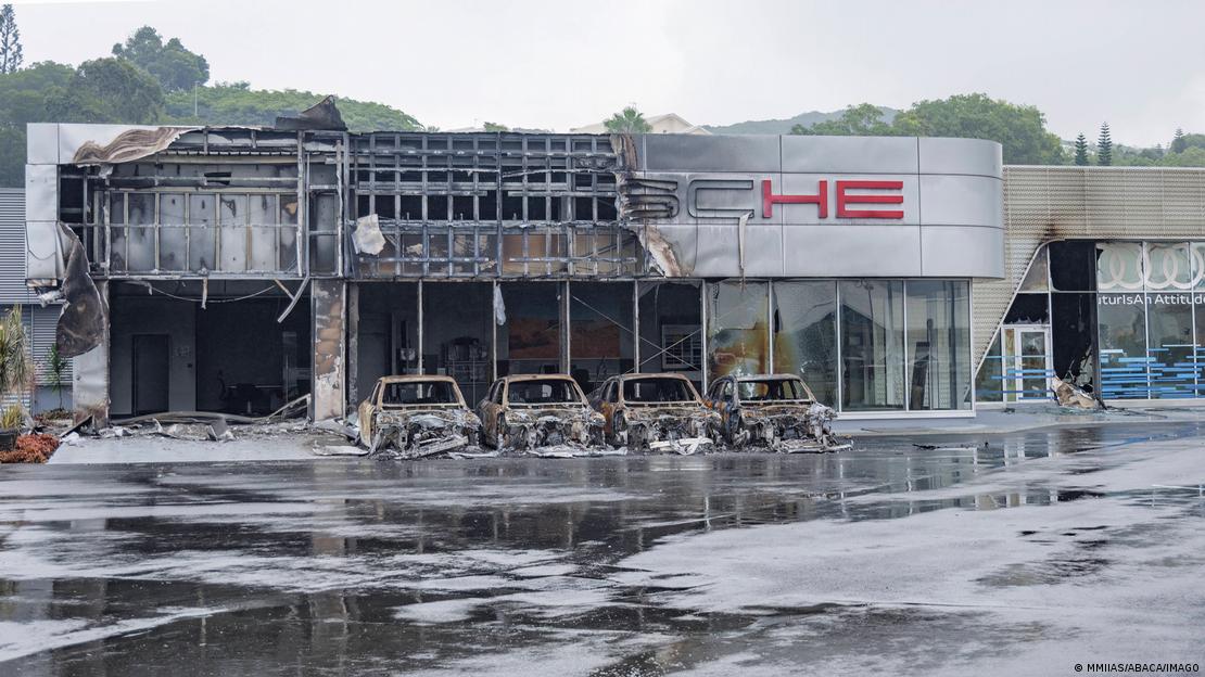 Aftermath of rioting at car dealerships in front of Magenta aerodrome in Noumea, New Caledonia