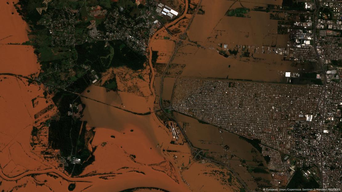 Los impactos ambientales en regiones localizadas ya son observados por satélites como en europeo Sentinel-2, como las inundaciones de 2024 en Brasil. Los impactos ambientales en regiones localizadas ya son observados por satélites como en europeo Sentinel-2, como las inundaciones de 2024 en Brasil.