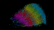 Esta versión muestra las neuronas excitadoras coloreadas según su profundidad desde la superficie del cerebro. Las neuronas azules son las más cercanas a la superficie, y las fucsias marcan la capa más interna. La muestra mide aproximadamente 3 mm de ancho.