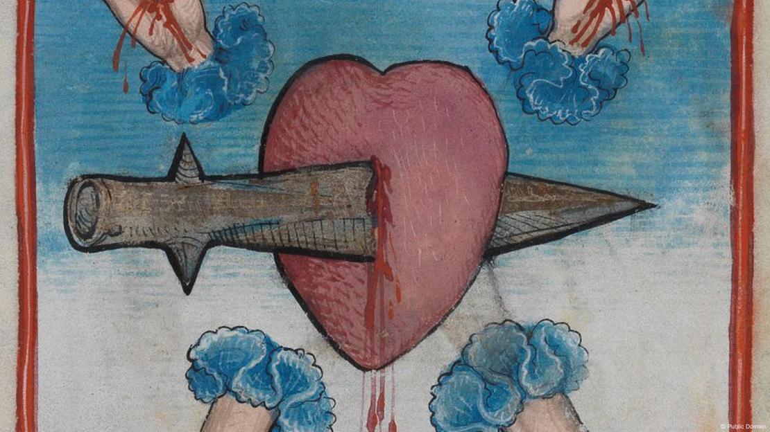 El símbolo universalmente reconocido del corazón tiene una intrigante historia llena de fascinantes teorías. En la imagen, una representación de las Cinco Llagas del año 1486. El símbolo universalmente reconocido del corazón tiene una intrigante historia llena de fascinantes teorías. En la imagen, una representación de las Cinco Llagas del año 1486.