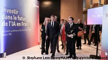 @ Pool/ Stephane Lemouton / Maxppp, France, paris, 2024/05/14 French President at Microsoft's French headquarters in Issy-les-Moulineaux, south of Paris, France, on May 13, 2024. Microsoft, which has been present in France for 41 years, is announcing a 4 billion euro investment this year, the largest to date in the country, to support French growth in the new artificial intelligence economy.