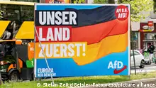 Ein Plakat der Partei AfD zur Europawahl. Vom 6. bis 9. Juni 2024 wählen die Bürgerinnen und Bürger der Europäischen Union (EU) zum zehnten Mal das Europäische Parlament. In Deutschland wird am Sonntag, 9. Juni 2024 gewählt. Berlin, 23.04.2024