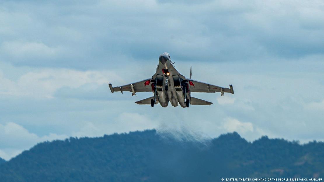 Chinese fighter taking off during the "Joint Sword-2024A" military drill on May 23