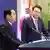 日本首相岸田文雄、韓國總理尹錫悅、中國總理李強在聯合記者會上