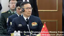 26/04/2024**DIESES FOTO WIRD VON DER RUSSISCHEN STAATSAGENTUR TASS ZUR VERFÜGUNG GESTELLT. [KAZAKHSTAN, ASTANA - APRIL 26, 2024: China's Minister of National Defence Dong Jun attends a Shanghai Cooperation Organisation (SCO) Defence Ministers' Meeting. Vadim Savitsky/Russian Defence Ministry Press Office/TASS]