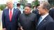 Trump, Kim and Moon talk while standing side by side Trump, Kim and Moon talk while standing side by side