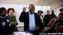 29.05.2024**South African president Cyril Ramaphosa casts his vote during the South African elections in Soweto, South Africa May 29, 2024 REUTERS/Oupa Nkosi