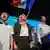 Liderka francuskiego Zjednoczenia Narodowego (RN) Marine Le Pen (w środku) i czołowy kandydat Jordan Bardella (z prawej)