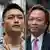获判无罪的2人分别是前公民党区议员李予信（左）、香港大律师刘伟聪（右）；其余14名不认罪被告皆罪成。