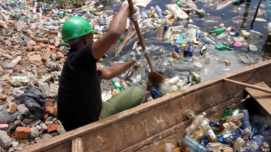 Activists build an island while cleaning up Lake Kivu