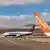 A Ryanair plane and an Easyjet plane in the Canary Islands