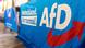 Palanque coberto com faixas do partido Alternativa para a Alemanha Palanque coberto com faixas do partido Alternativa para a Alemanha