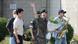 BTS member Jin waving after his discharge from the military BTS member Jin waving after his discharge from the military