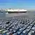 Cars waiting to be loaded onto a ship