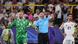 Referee Michael Oliver points up, flanked by Danish captain Kasper Schmeichel and German captain Ilkay Gündogan Referee Michael Oliver points up, flanked by Danish captain Kasper Schmeichel and German captain Ilkay Gündogan
