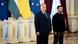 In this photo issued by the Hungarian PM's Press Office, Ukrainian President Volodymyr Zelenskyy, right, welcomes Hungarian Prime Minister Viktor Orban in Kyiv, Ukraine In this photo issued by the Hungarian PM's Press Office, Ukrainian President Volodymyr Zelenskyy, right, welcomes Hungarian Prime Minister Viktor Orban in Kyiv, Ukraine