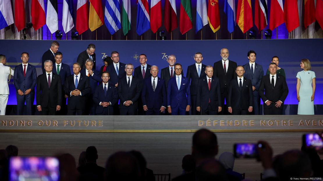 Los líderes de la OTAN en una foto grupal en Washington. 