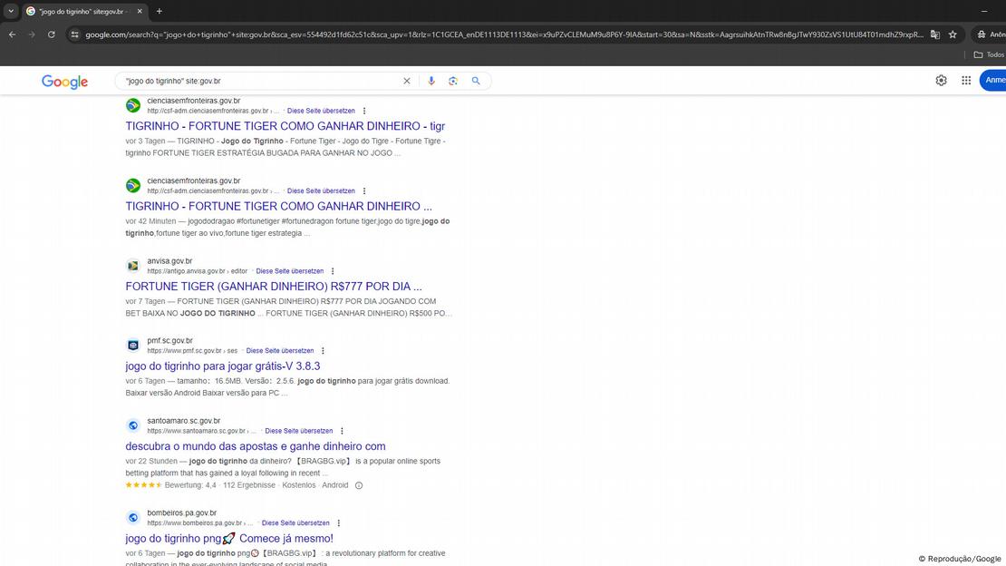 Imagem de busca por Jogo do Tigrinho em sites oficiais
