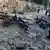 Bicicletas destruídas após foguete cair em Majdal Shams, vilarejo druso próximo à fronteira com a Síria