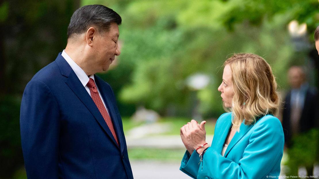 This picture shows Italian Premier, Giorgia Meloni, and Chinese President, Xi Jinping, during their meeting in Beijing, China, 29 July 2024. 