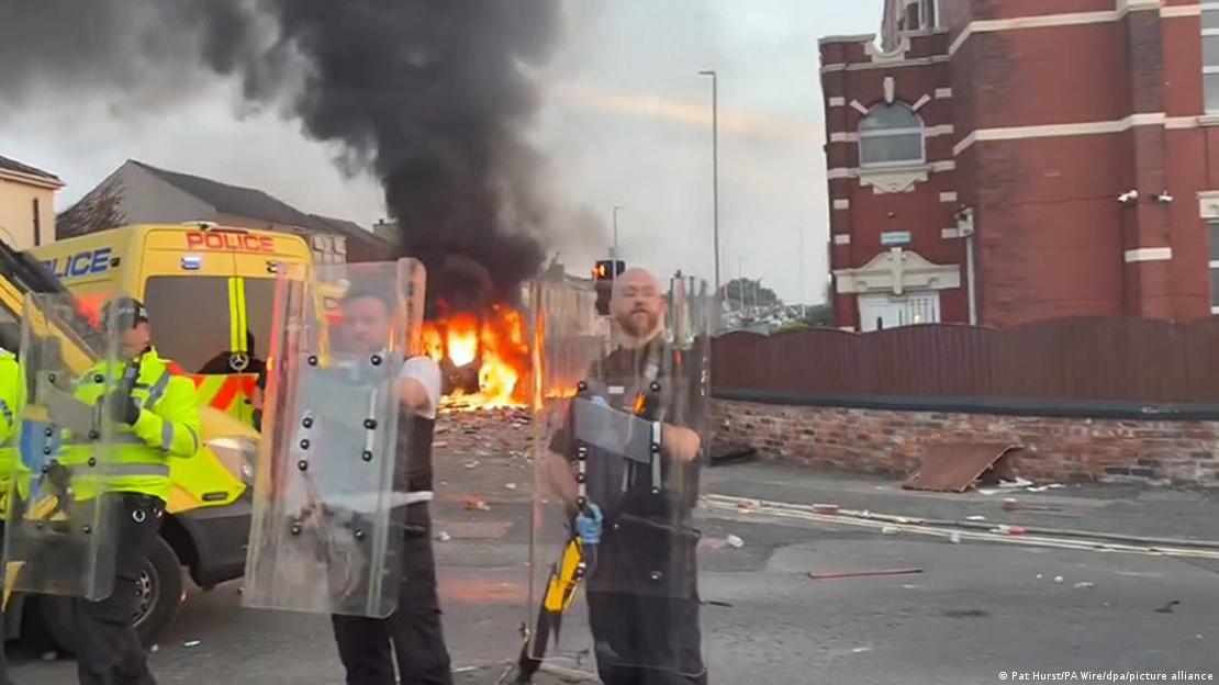 Disturbios en protestas violentas en Southport.