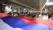 Activists spread a huge Serbian flag in an underground station