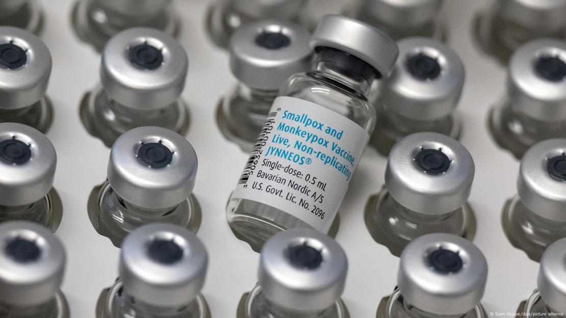 Empty ampoules with the Bavarian Nordic vaccine (Imvanex / Jynneos) against monkeypox