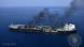 Smoke and fire can be seen aboard the Greek-owned oil tanker Sounion off the coast of Hodeida in the Red Sea.