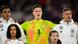 Deutschlands Torwart Marc-André ter Stegen singt vor dem Spiel der UEFA Nations League gegen Ungarn zwischen Jamal Musiala und Joshua Kimmich die deutsche Nationalhymne Deutschlands Torwart Marc-André ter Stegen singt vor dem Spiel der UEFA Nations League gegen Ungarn zwischen Jamal Musiala und Joshua Kimmich die deutsche Nationalhymne