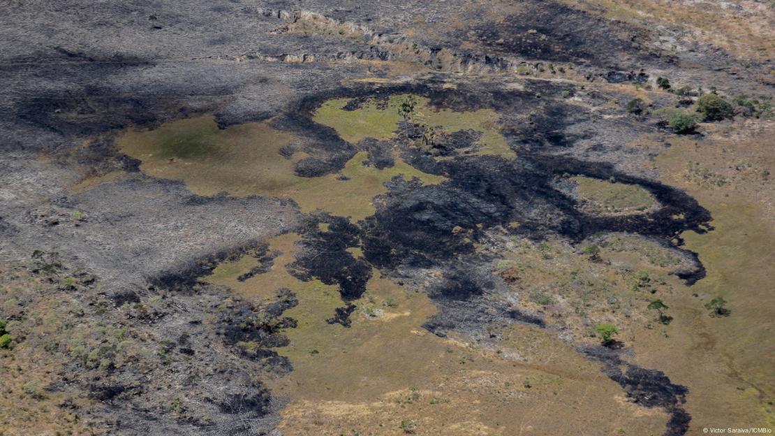 Imagem área de destruição causada pelo fogo na Chapadas dos Veadeiros