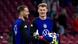 Deutschlands Ersatztorhüter Oliver Baumann und Alexander Nübel scherzen beim Aufwärmen vor einem Länderspiel Deutschlands Ersatztorhüter Oliver Baumann und Alexander Nübel scherzen beim Aufwärmen vor einem Länderspiel