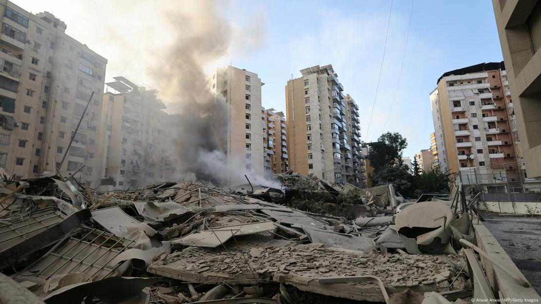 Zerstörte Gebäude in Shayyah, einem südlicher Vorort der libanesischen Hauptstadt Beirut