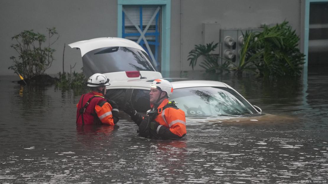 Un complejo de apartamentos inundado durante el huracán Milton en Clearwater, Florida, donde se confirmó la muerte de al menos cuatro personas a causa de dos tornados previos al ciclón. (Imagen de archivo: 10.10.2024) 