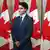 Canadian Prime Minister Justin Trudeau attends a press conference on October 14, 2024, on Parliament Hill in Ottawa, after Canada expelled six top Indian diplomats, including the country's ambassador.