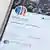 Un smartphone posado sobre una superficie plana mostrando abierto en su pantalla el perfil de Donald Trump en la plataforma Truth Social.